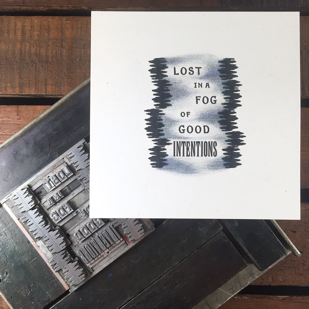 'Lost in a Fog' hand colored print