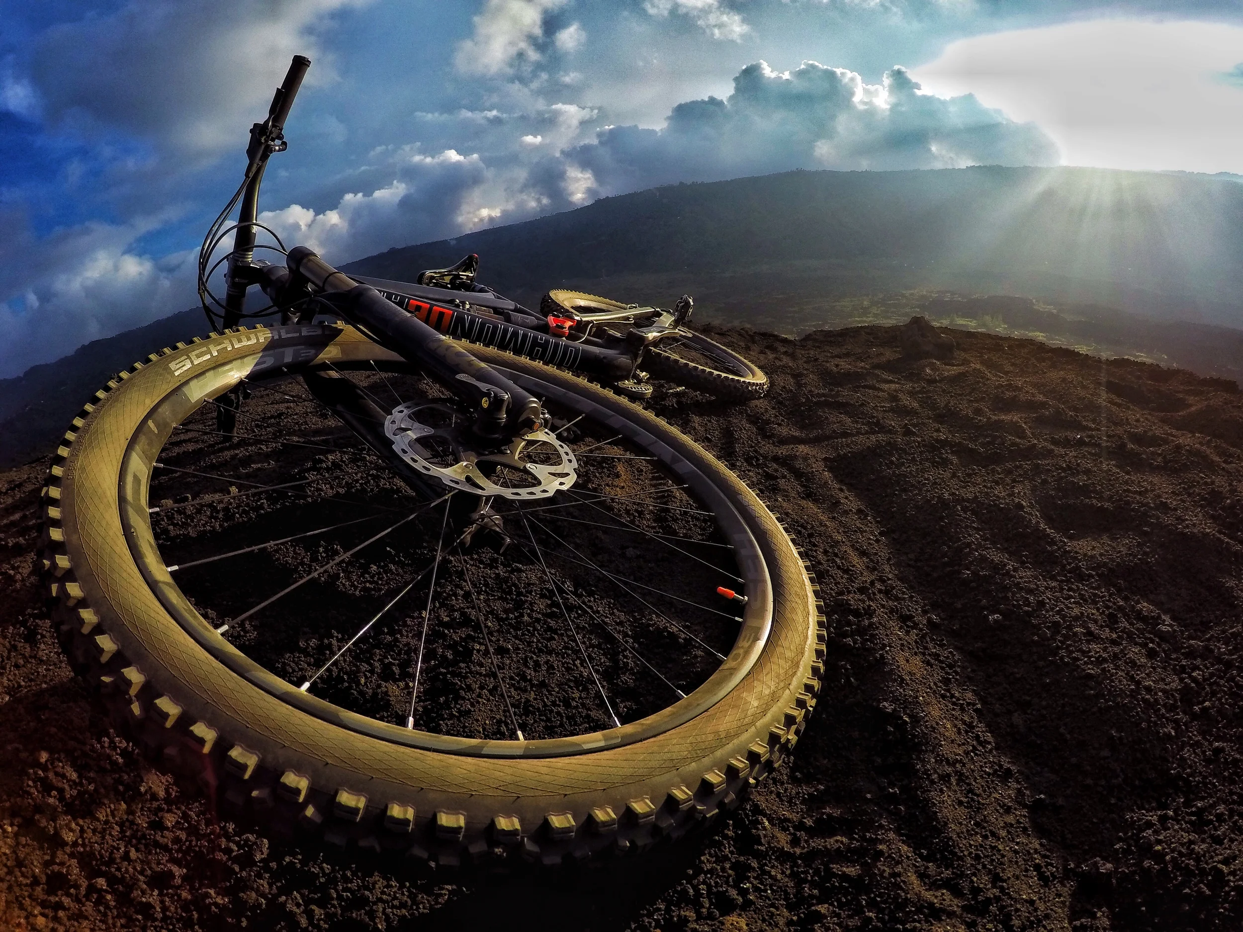 The Mission Pro was the perfect bike for the trip: big enough to hit some freeride lines, but small enough to hike up and down a mountainside all day.