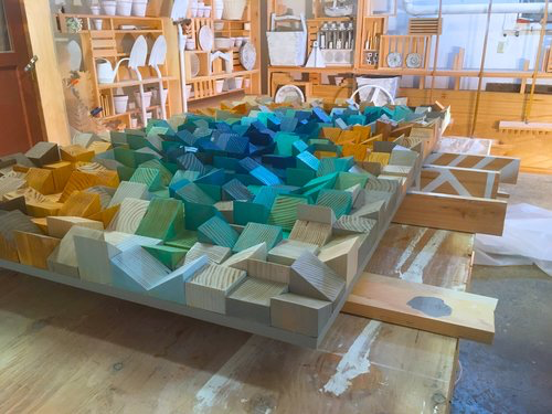 Studio view of commissioned works in process.