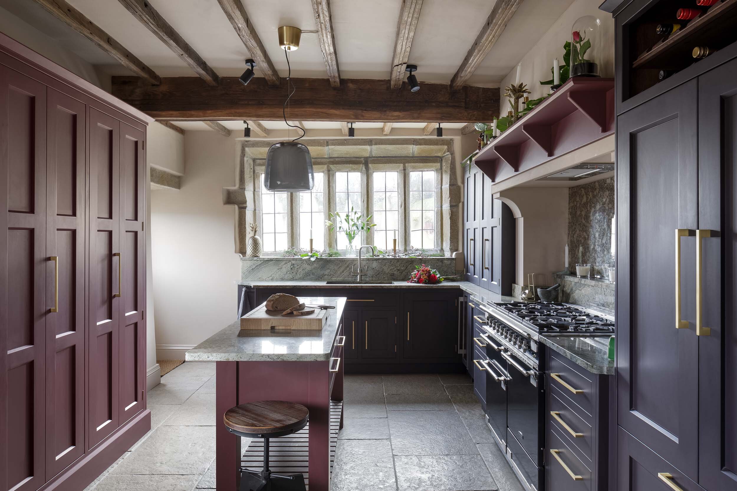 residential kitchen blue red farmhouse conversion interior west yorkshire.jpg