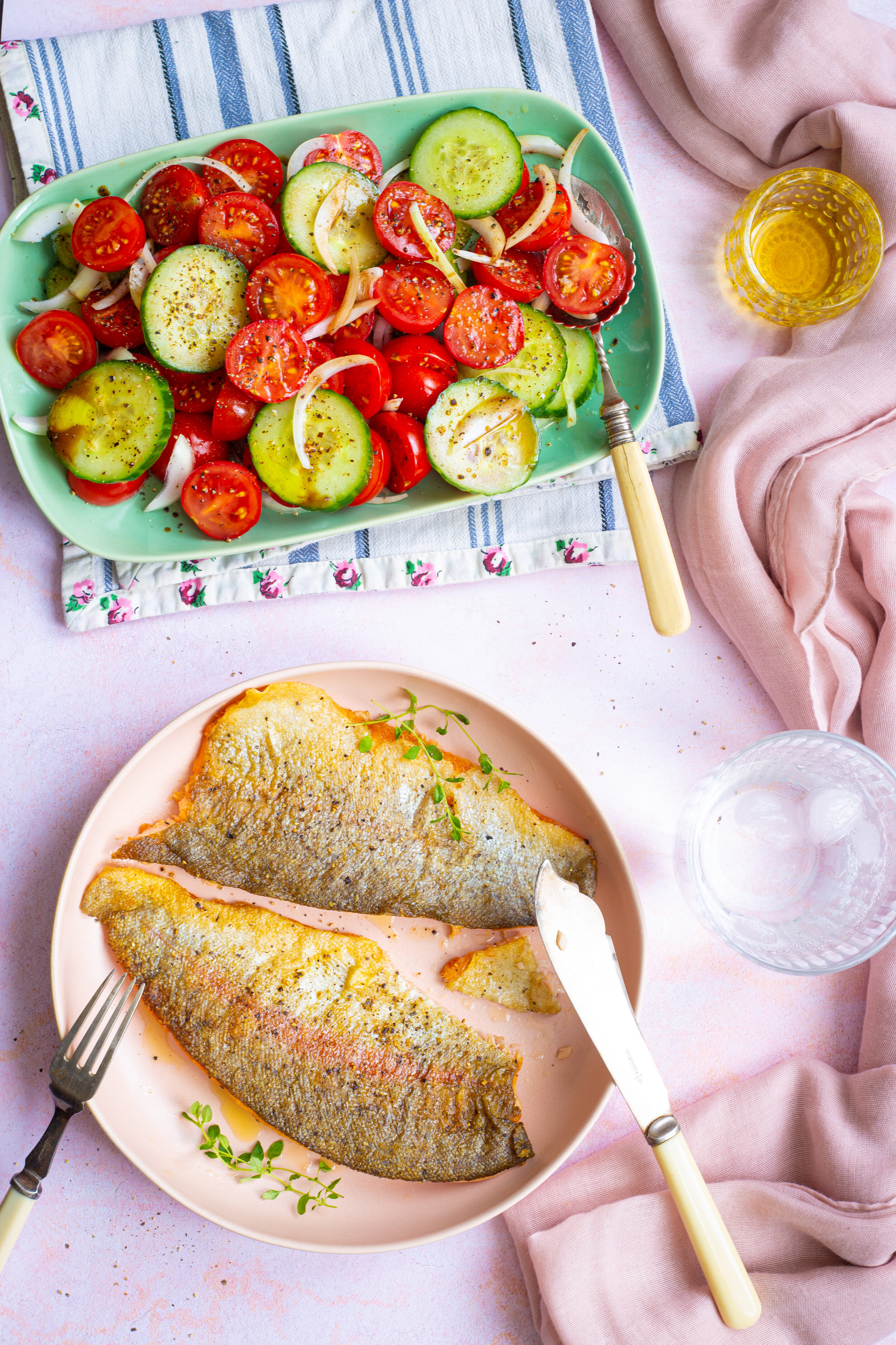 Grilled trout and salad