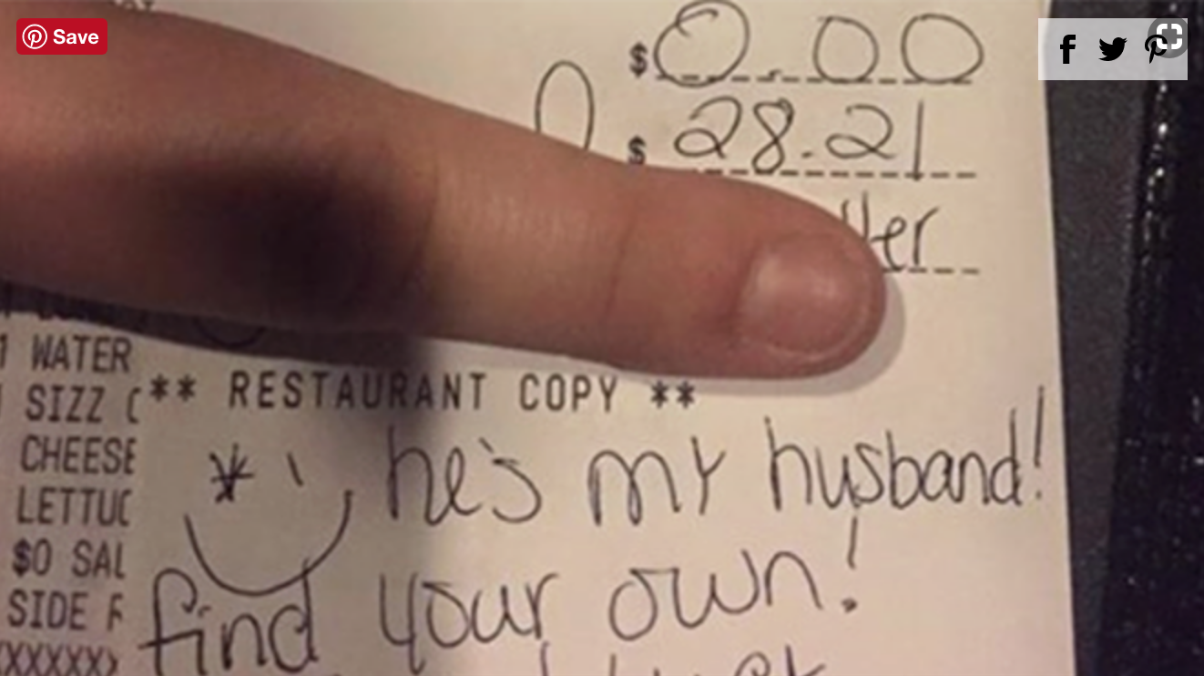 Server's Message to Newlywed Who Wouldn't Tip