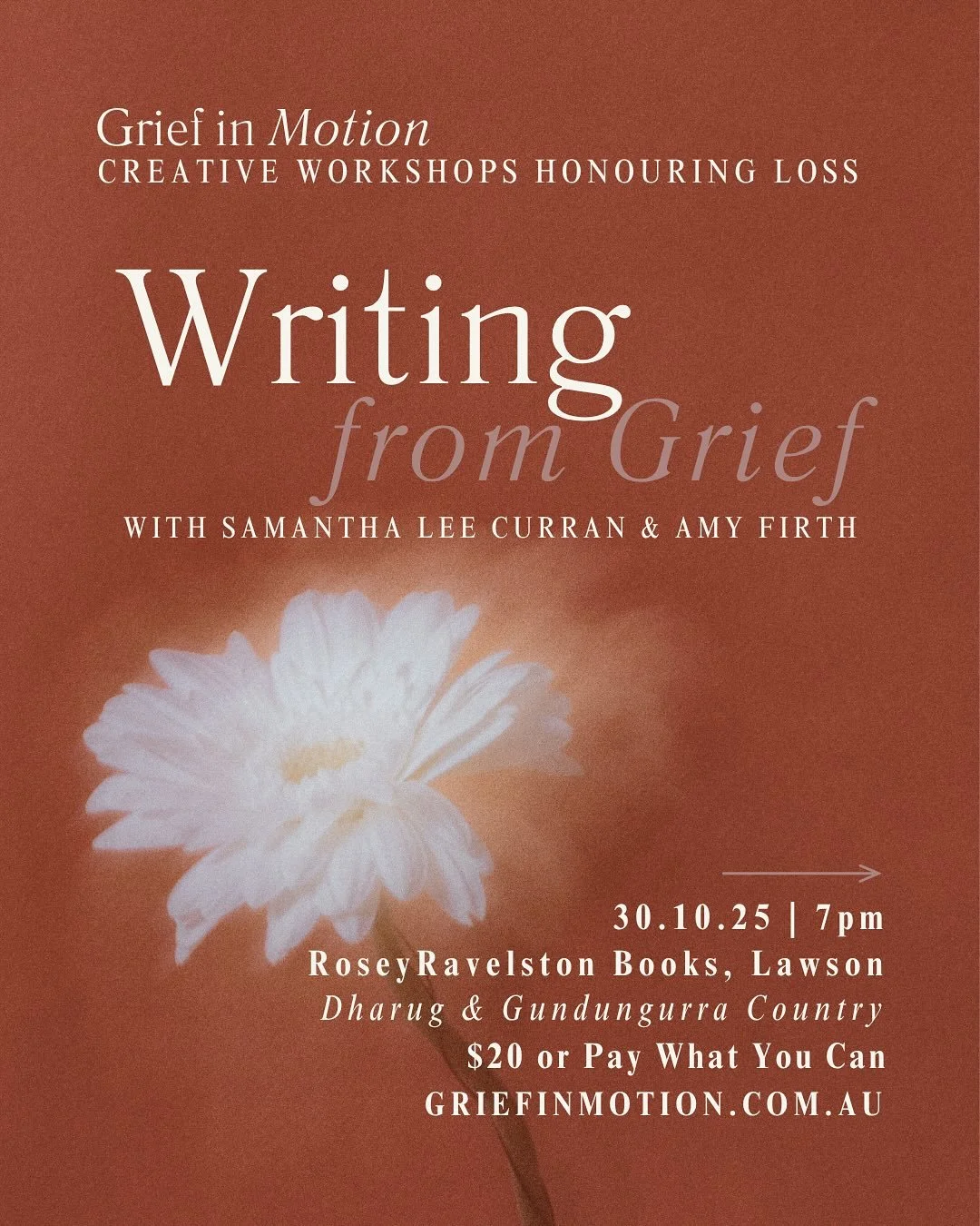 ✍️ Writing From Grief ✍️
What does your grief long to say, if given the chance?
What might be revealed if you sit with it, listen and let the words come?

Whether it&rsquo;s grief from a bereavement, a break-up, or the state of the world - all grief 