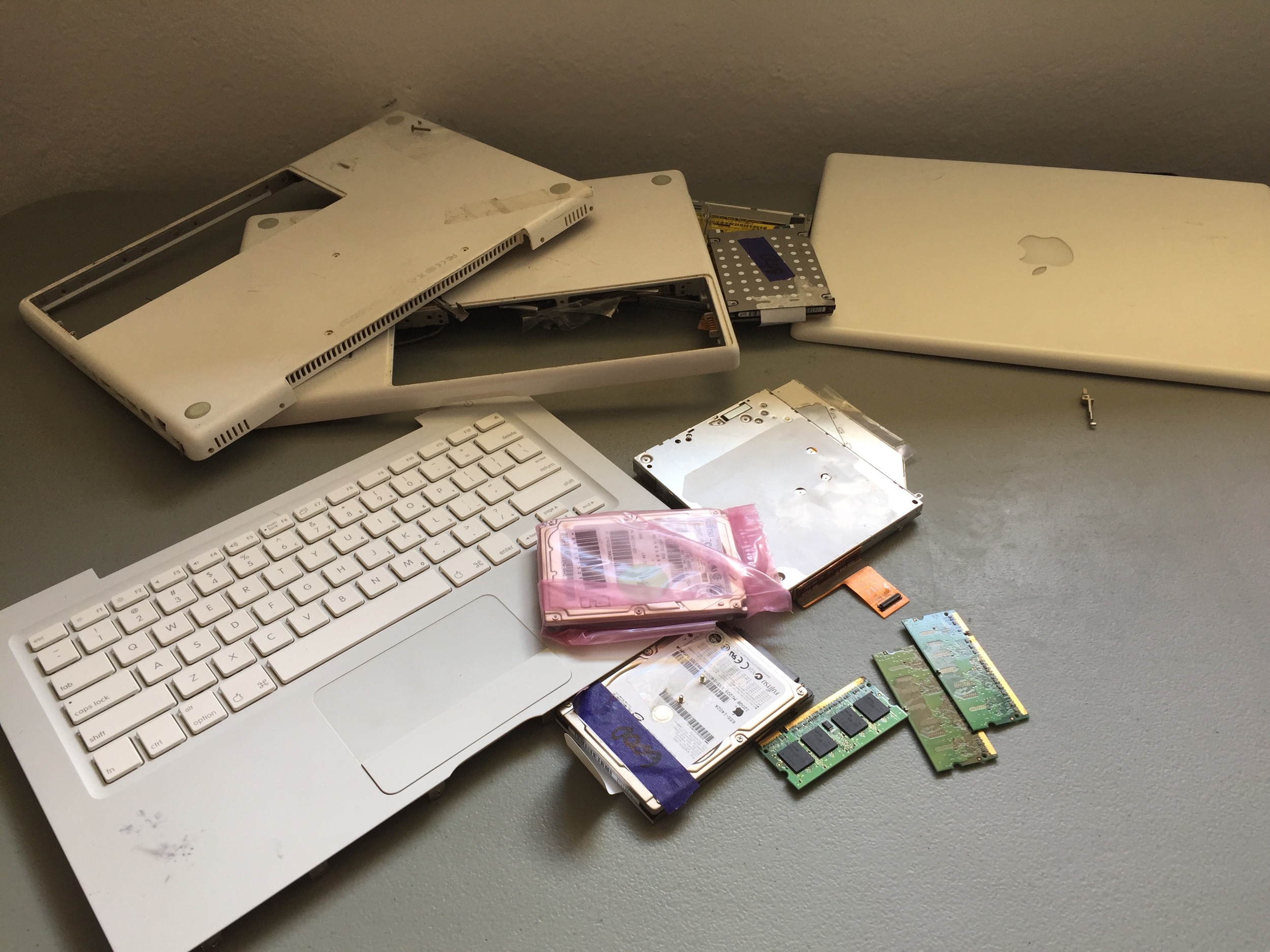 Broken computers and parts upcycled.