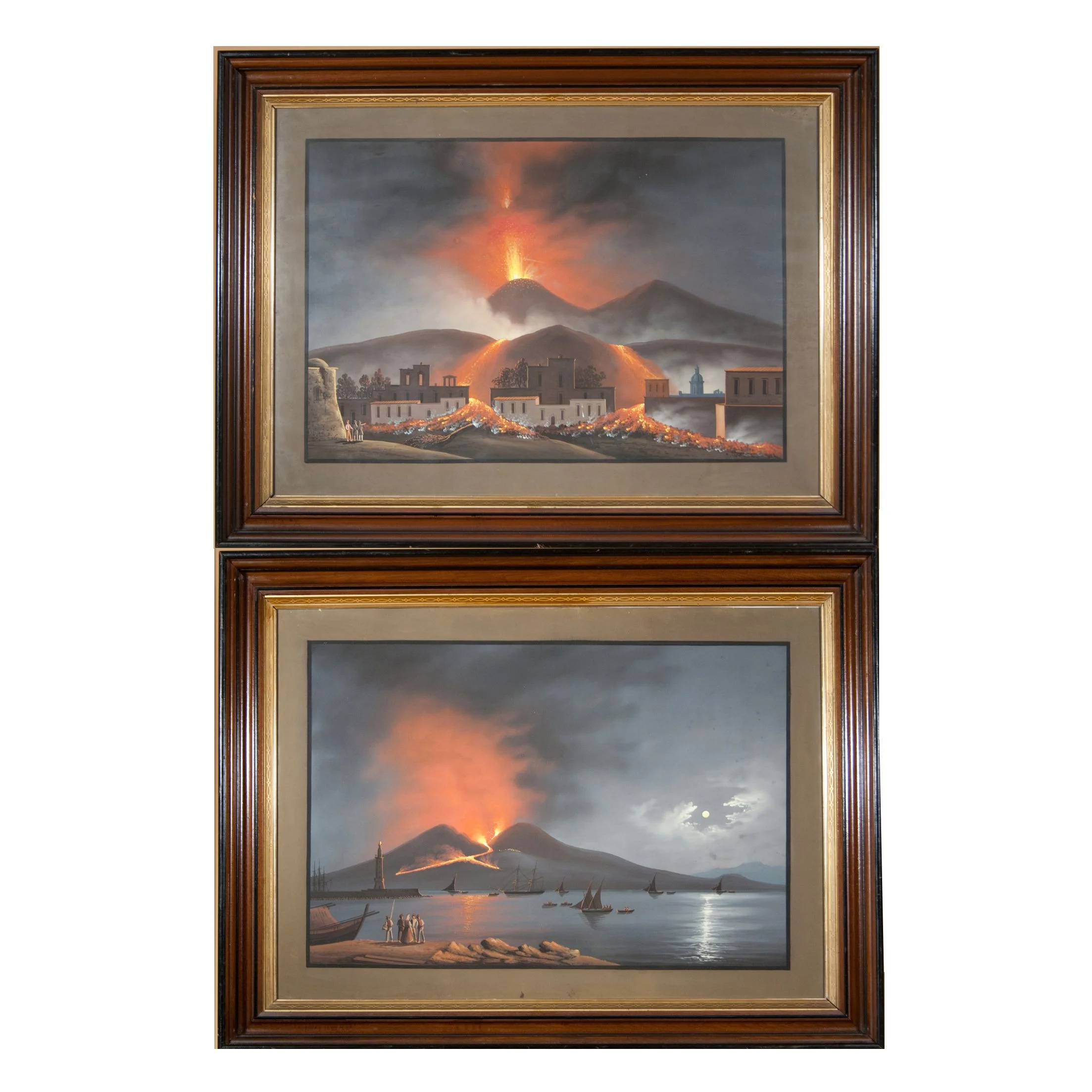 A Pair of Gouaches of Mount Vesuviuss