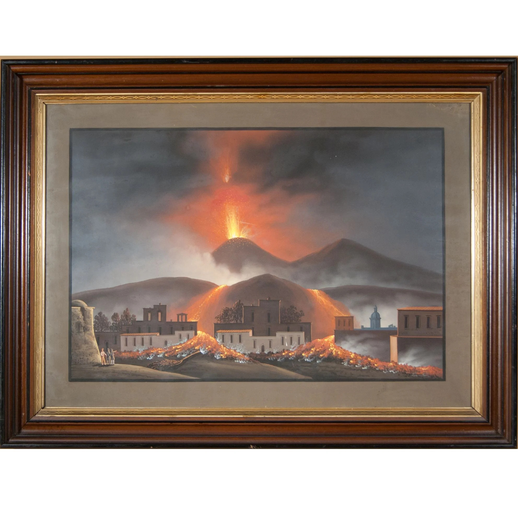 A Pair of Gouaches of Mount Vesuviuss