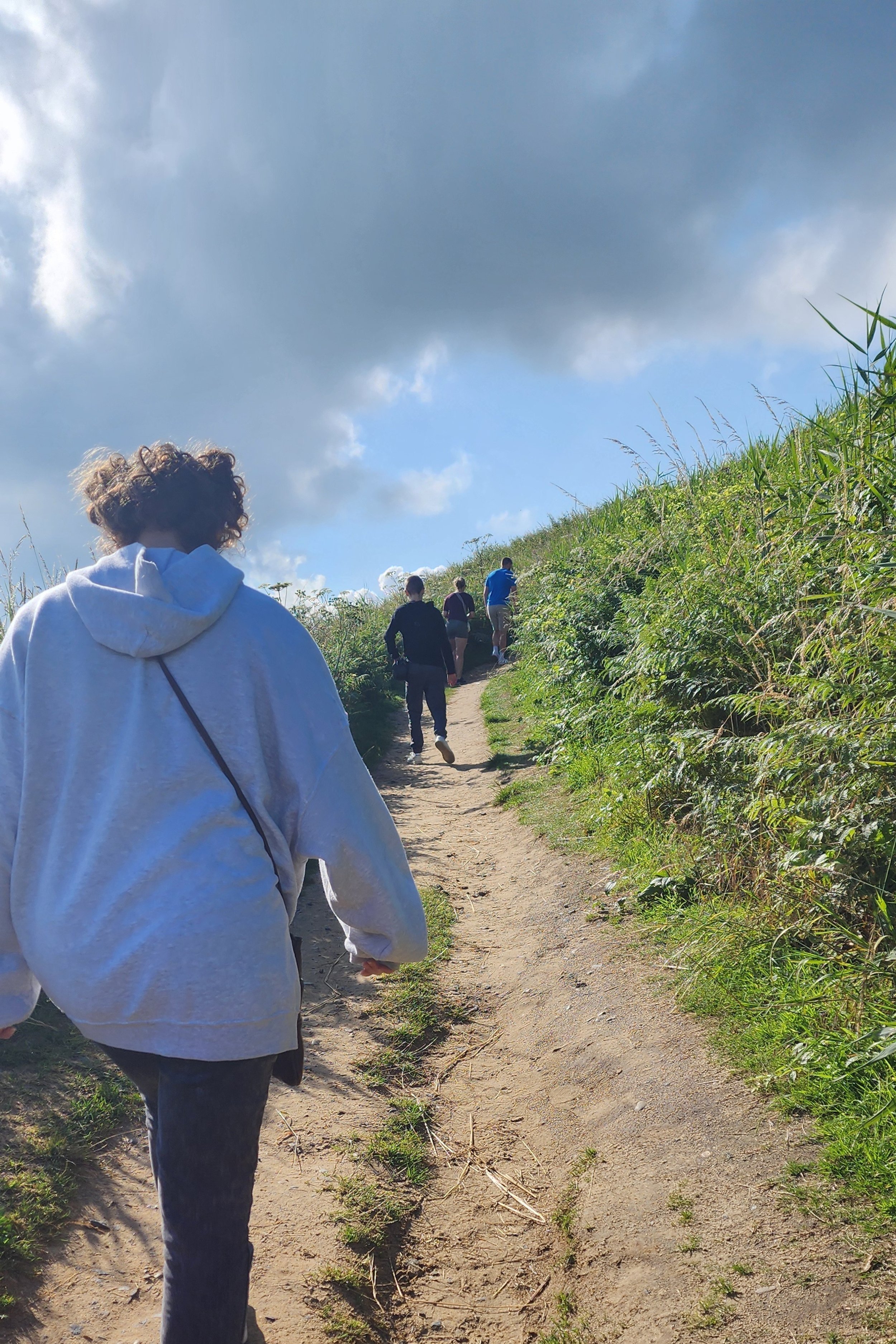 Climbing up to explore some bunkers.