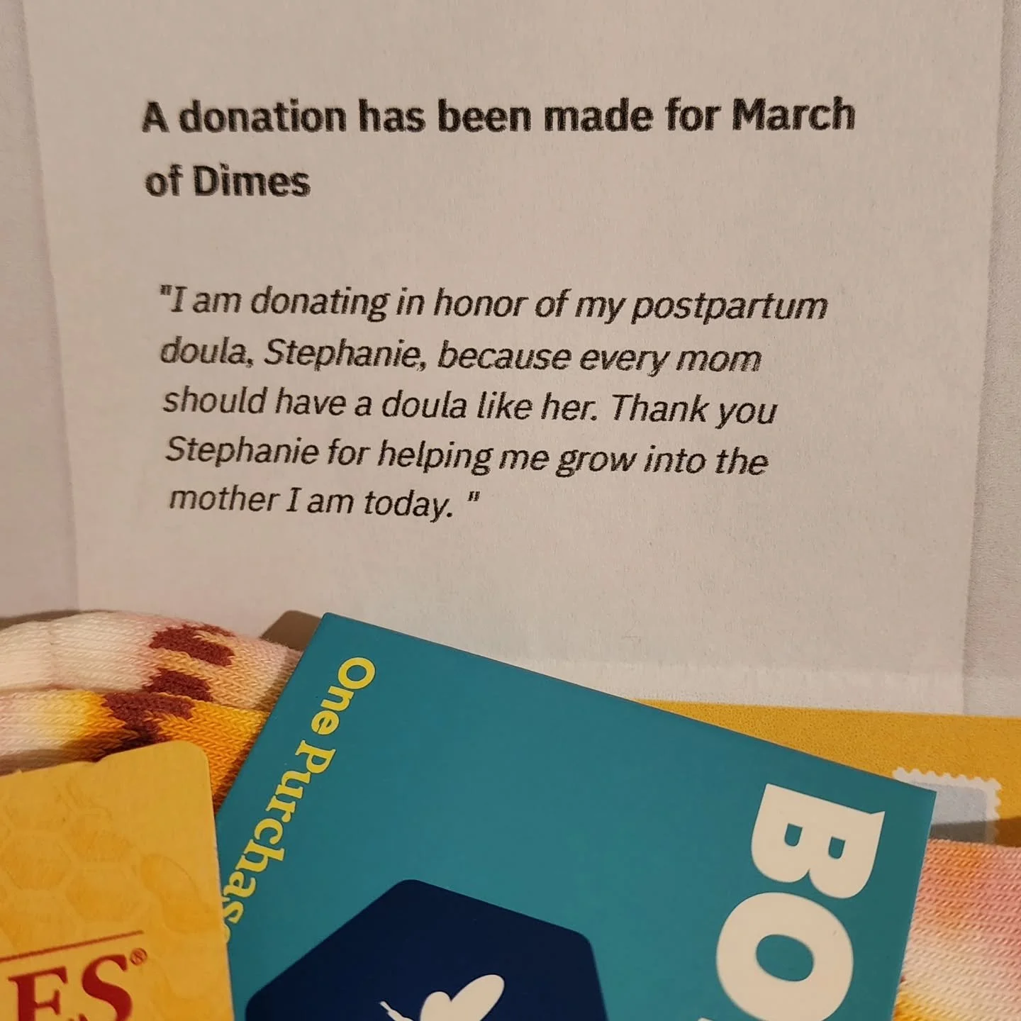 So bittersweet to come to the end of my time with this postpartum client! I am so very proud of the work we did together, and I was extremely touched that this mama put together a basket of goodies for me that included not only some rad socks but als