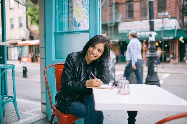 Girl in black leather jacket. Photo from Pexels . Licence: CC0