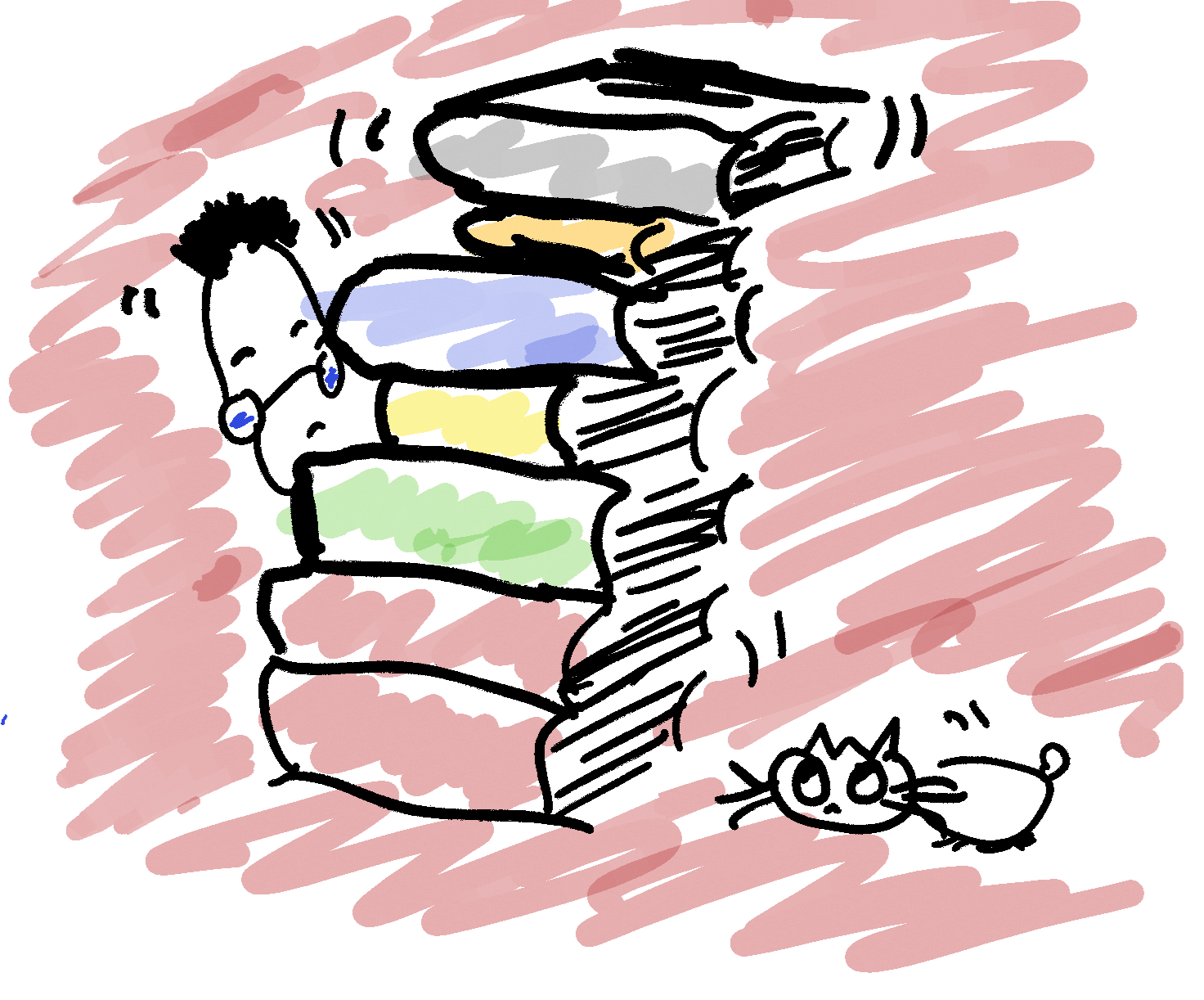 Book stack with cat -- Terry Freedman.png