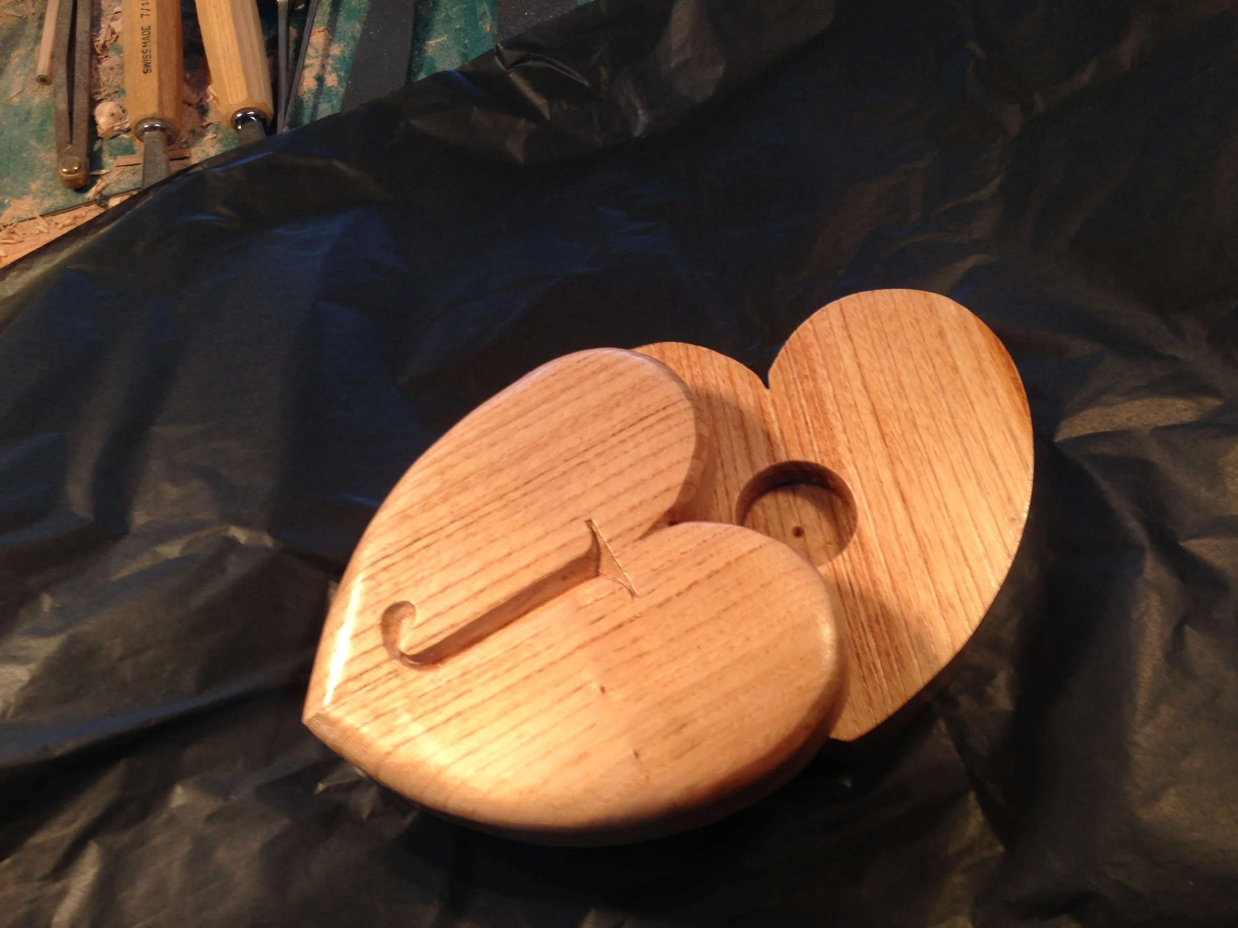 Valentines Day heart with secret place for a billet doux or gift, from £45. Up to two initials can be carved on the heart.