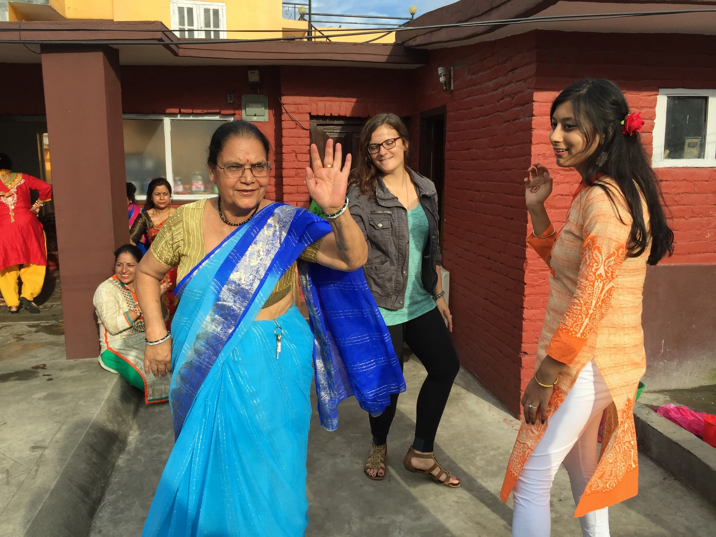 Ashmita's grandmother clearly "killin' it" on the dance floor and me looking like an idiot, ha.