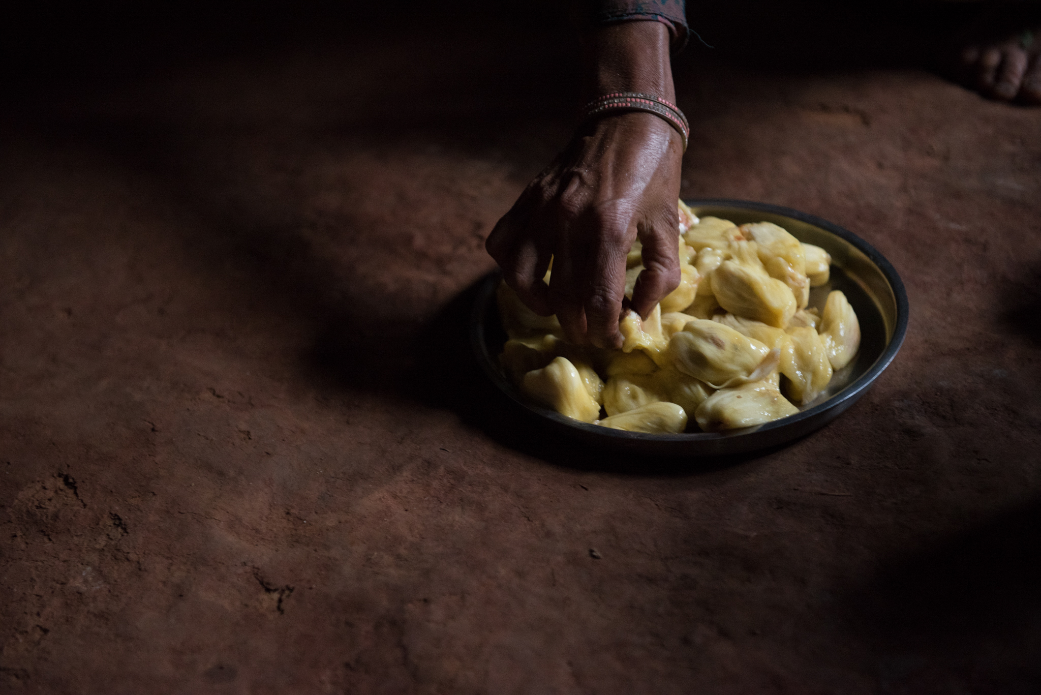 Meera Uprety, a Female Community Health Volunteer for 15 years in the village of Nuwakot, Nepal, offered us jack fruit and milk. (Photo by Brittany Wait)