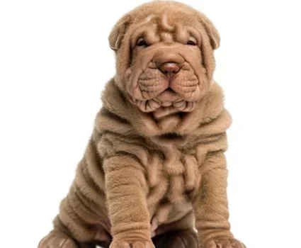 A dog with saggy skin poses.