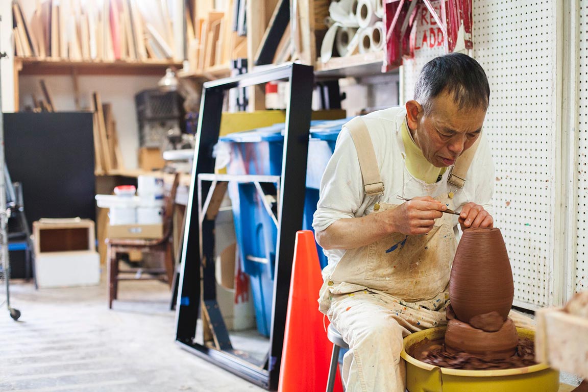 Paul Gee working in the Creativity Explored studio. Photo by Nina Menconi.