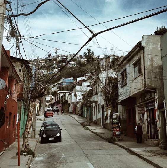A typical street in Santiago, Chile