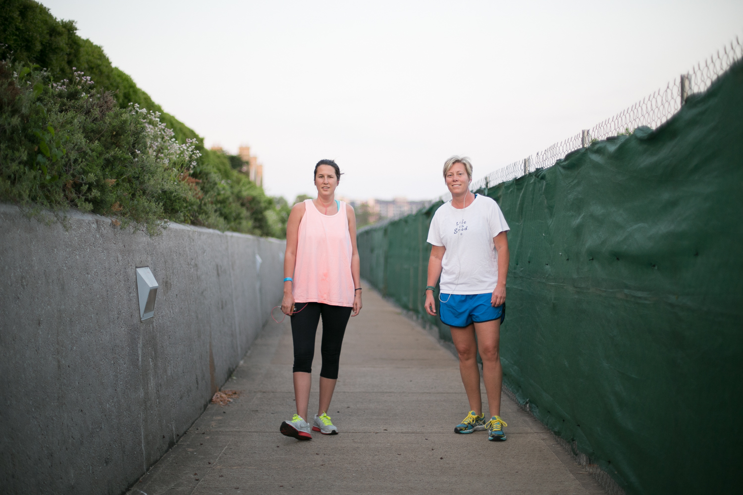   Heather and Julia usually run in the afternoons. But with the weather so nice, they've decided to switch it up. This morning, they're shooting for two miles.  