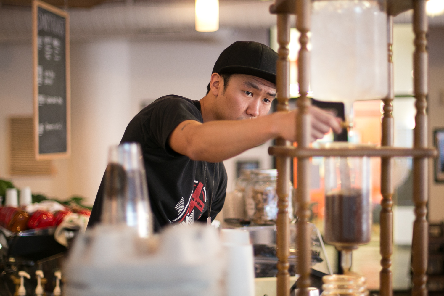   Thomas sets the drip speed on the Yama tower at Tamp &amp; Tap. On a Monday morning, it's Thomas to the rescue. &nbsp;&nbsp;  