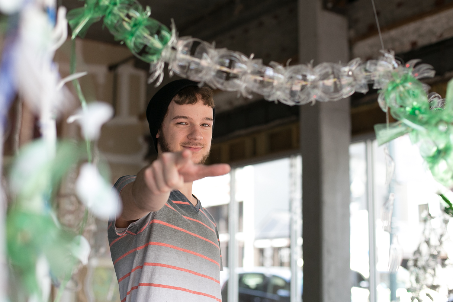   Tyler is an architecture student at the University of Memphis. He built a giant sculpture with his classmates out of recycled bottles and plastic forks.   