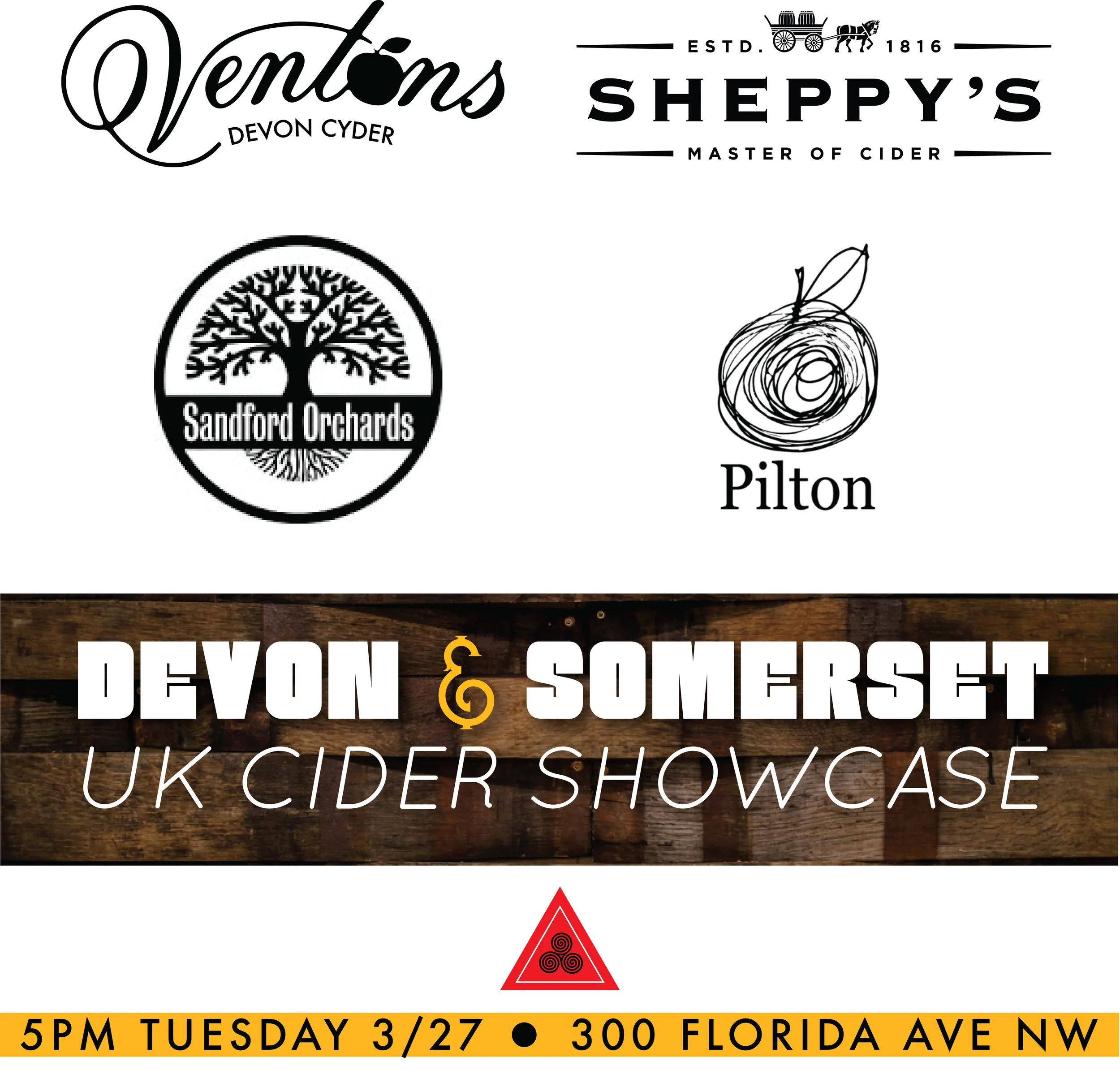7 awesome ciders including 5 on draught and 2 in Bag-in-box, featuring 4 of the best producers from England's West Country. Also featuring 1 collaborative offering from Dan Kopman(Heavy Seas) and Barney Butterfield of Sandford Orchard's new brand, E.Krisper's Hard Cider. Come out and hang!