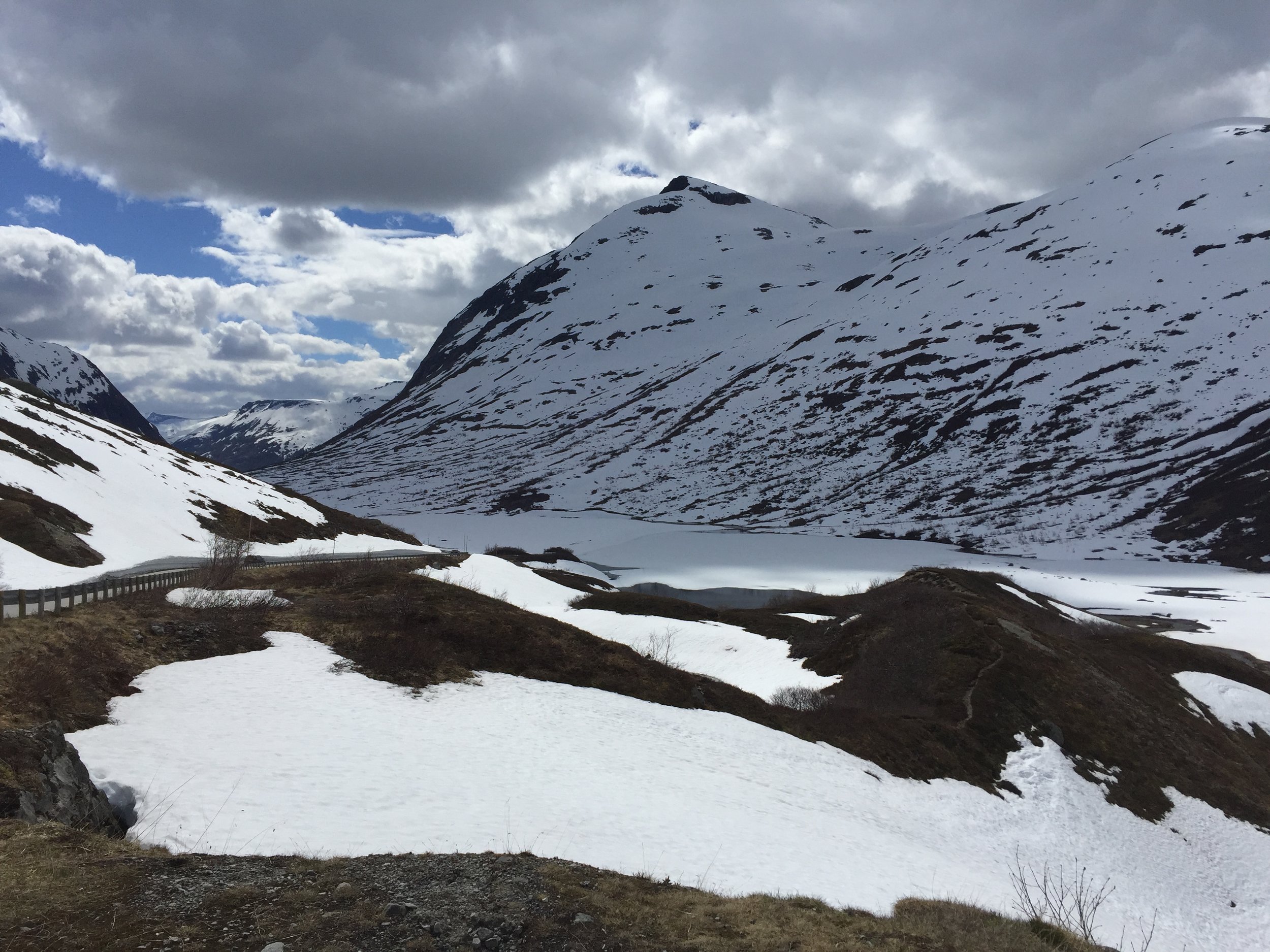Frozen lake aside Geiranger - Trollstigen National Tourist Route.