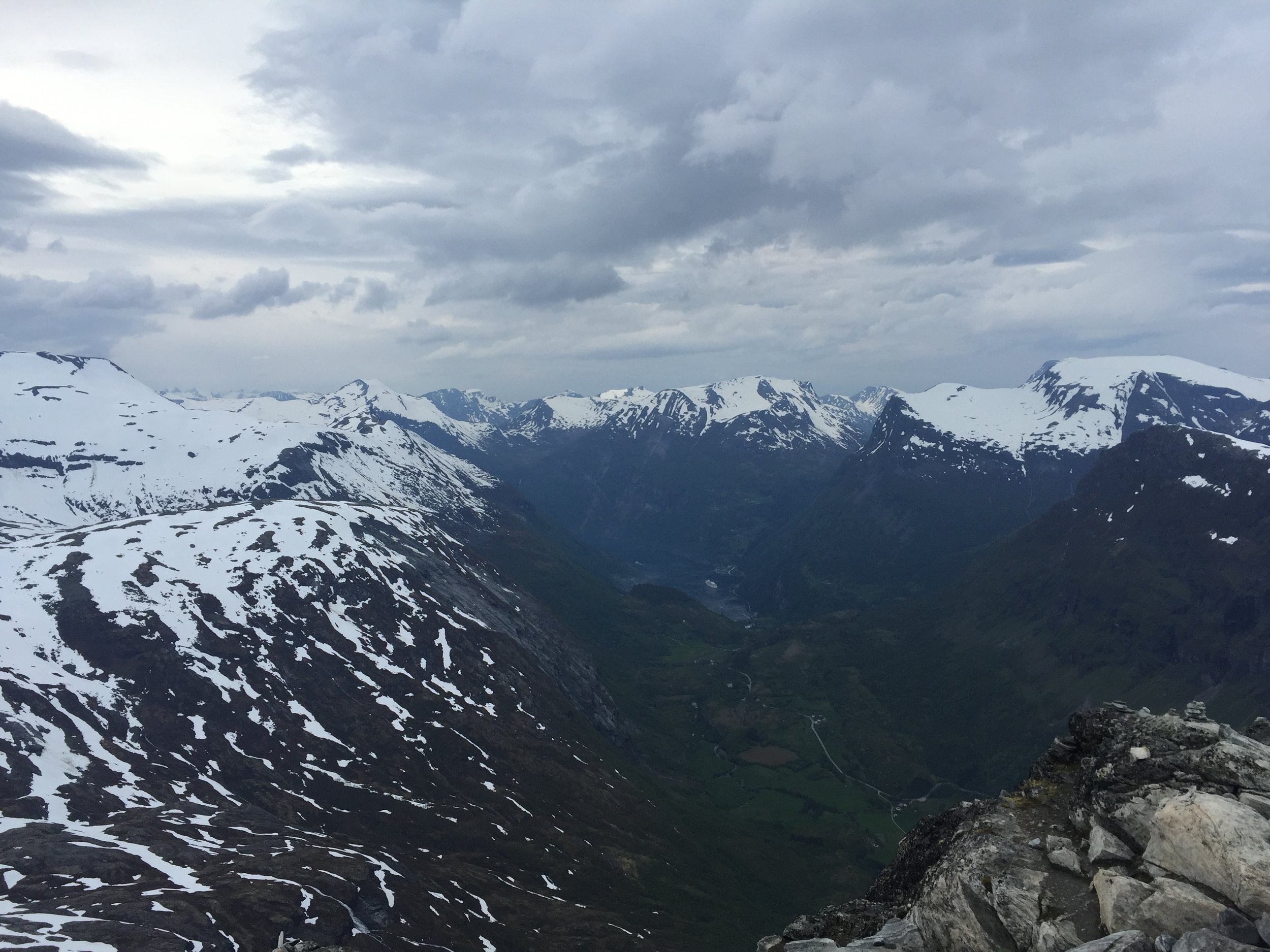 View of Geirangerfjord from Dalsnibba peak, Norway.