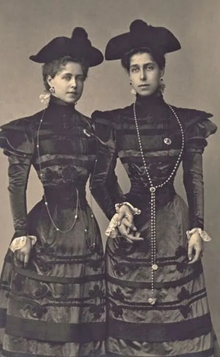 The sisters, Princess Marie and Victoria Melita of Edinburgh, later Queen of Romania and Russian Empress in Exile.