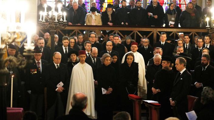 The Grand Duke is pictures at far right with the Royal House of France at the funeral of the Count of Paris.