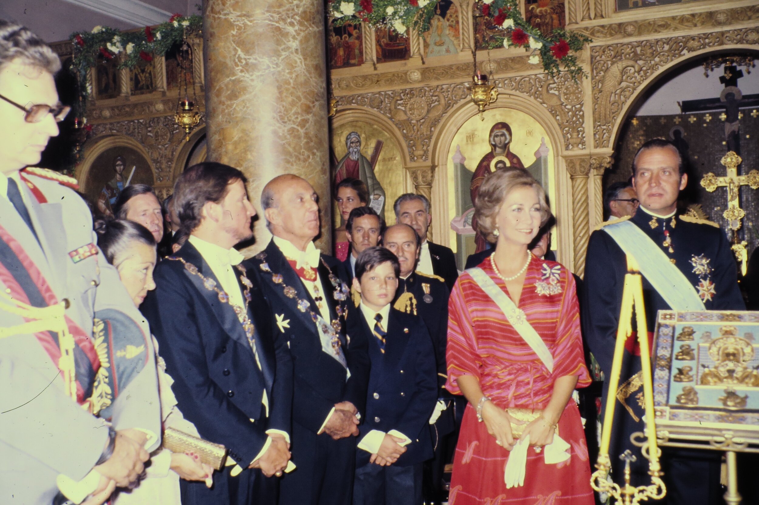 T.M. The King and Queen of Spain with T.M. the King and Queen of Bulgaria at the Wedding of H.I.H. Grand Duchess Maria Wladimirovna of Russia to Prince Franz Wilhelm of Prussia. 