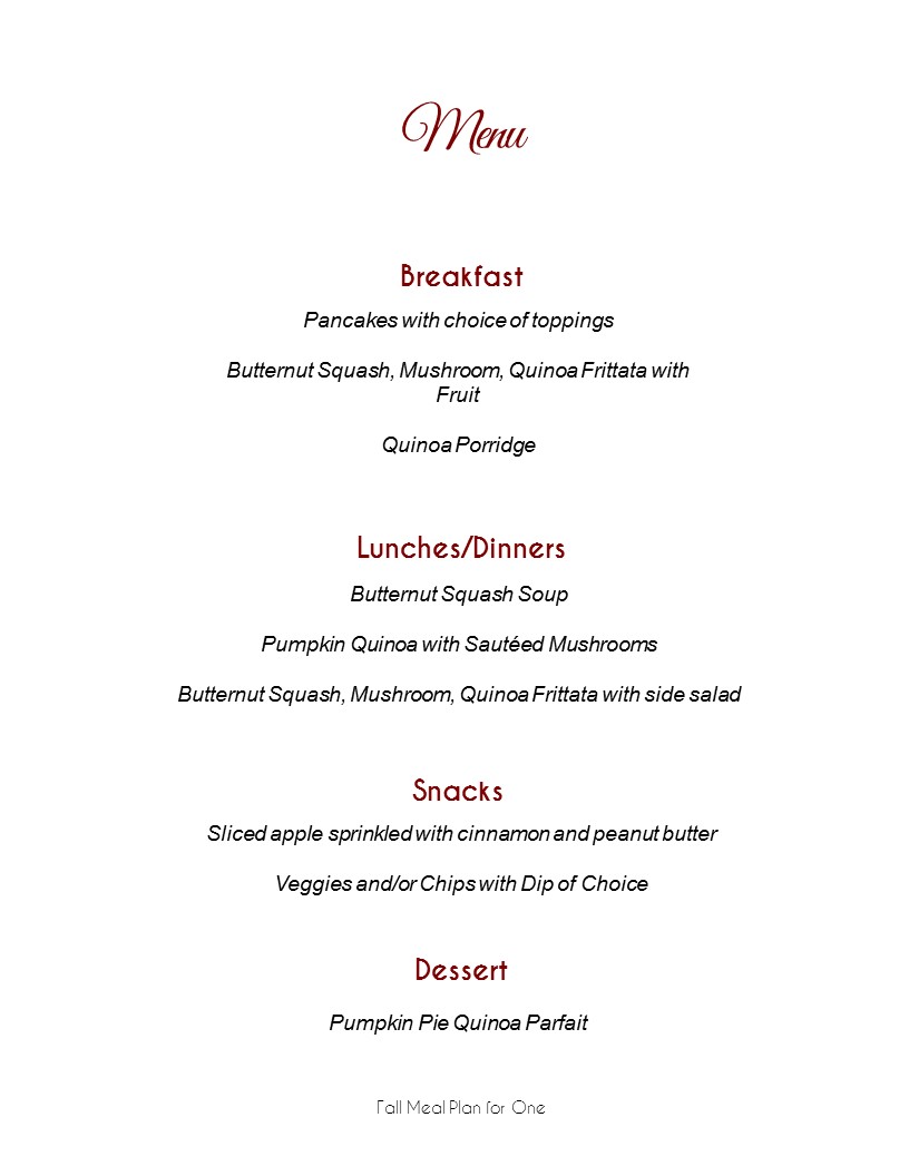 Fall Meal Plan for One - A Side of Fabulous
