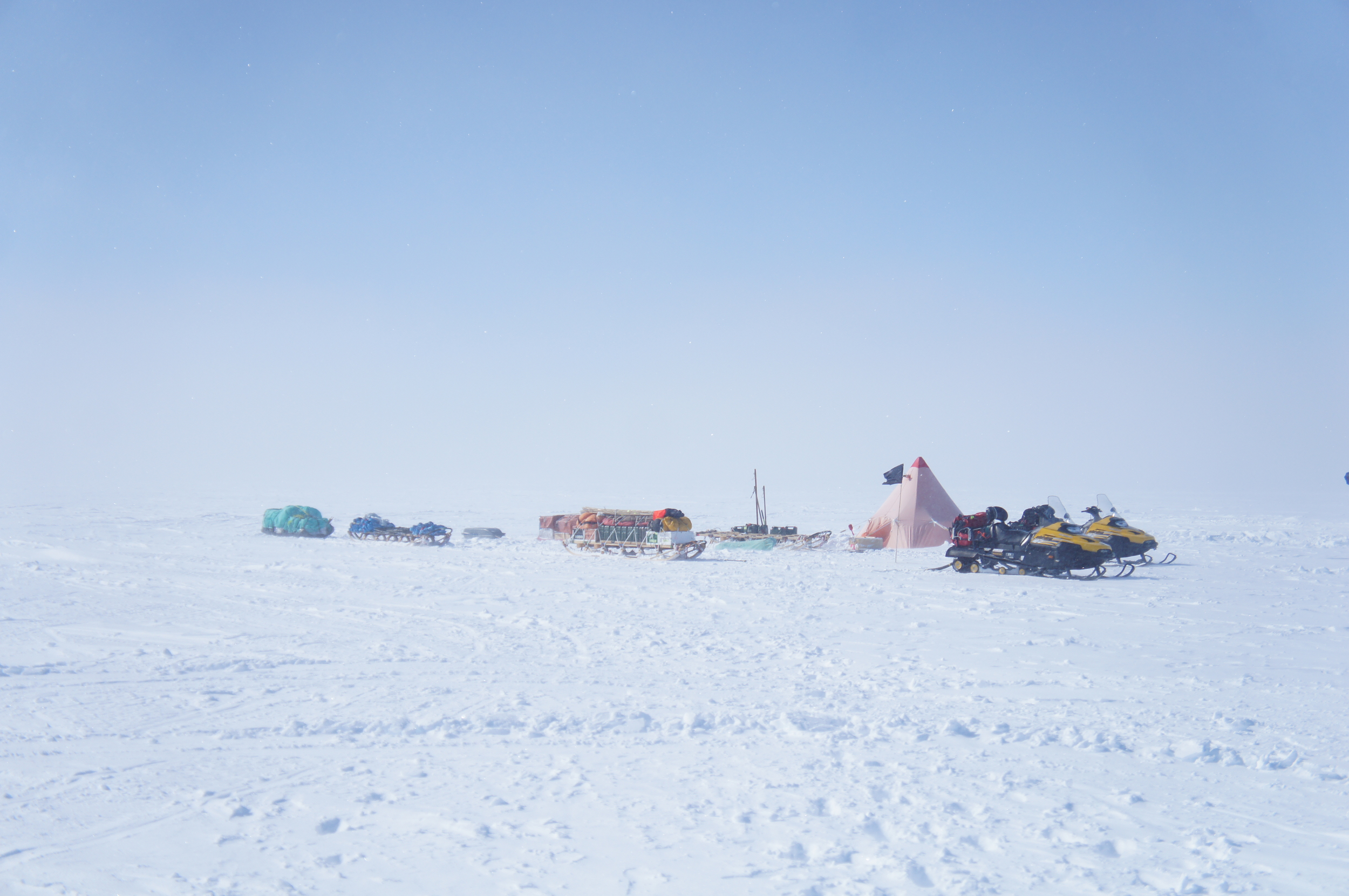 Packing up camp - the tent is always the last thing to pack incase the weather closes in like here!