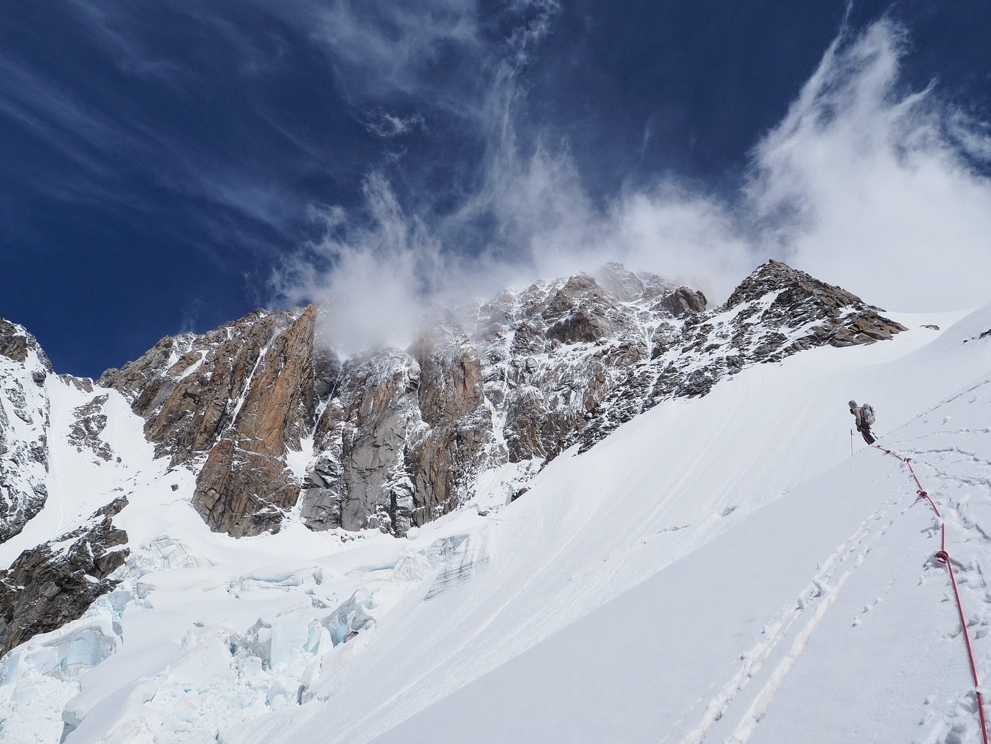 The South Face of Mont Blanc - approaching the Eccles Bivouac.

I first climbed Mont Blanc over 15 years ago via the Gouter Route. Although not without its challenges and hazards this is the standard way to the summit of Western Europe&rsquo;s highes