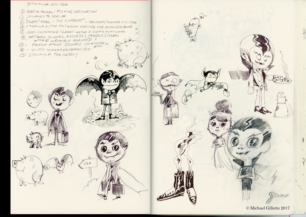 Count Stinkula development sketches. I’ve started exploring his character, imagining him as an outcast who comes to endear himself through solving problems and mysteries.