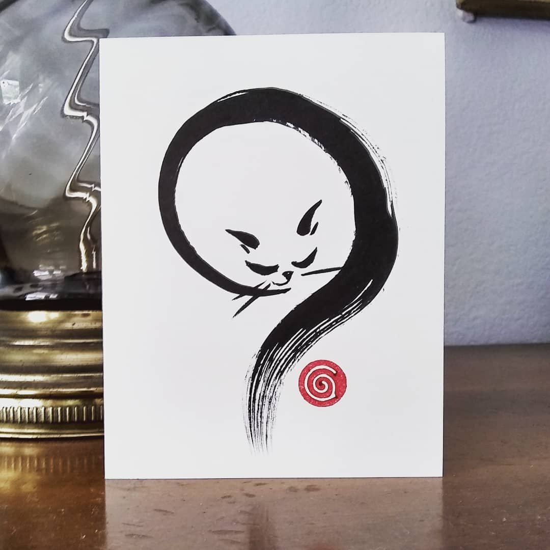 Trying to do as little as possible. #zenbrush #catart #penandink