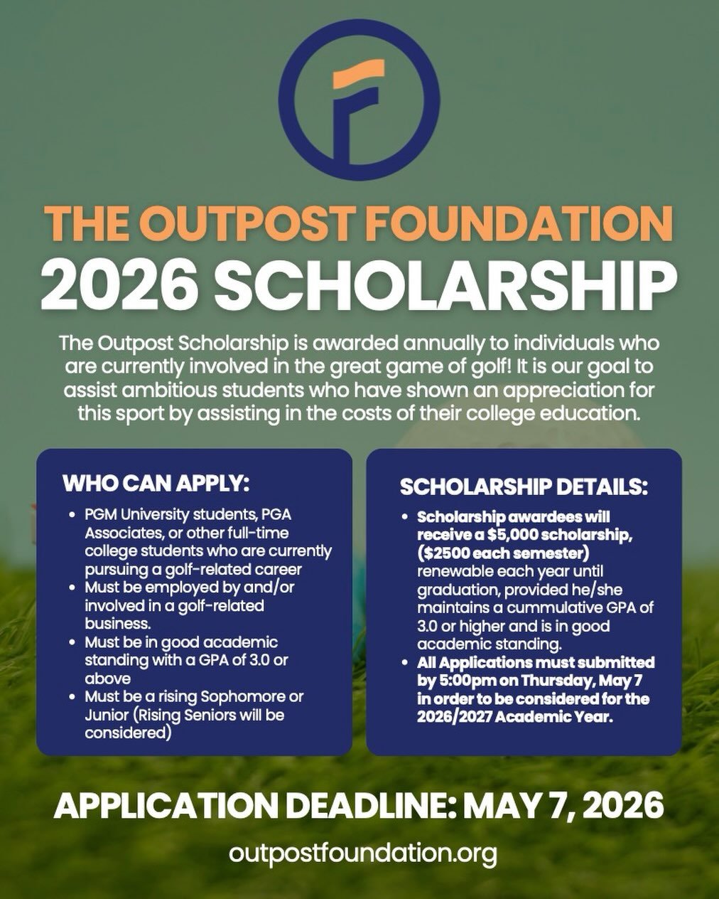 Help us find tomorrow&rsquo;s golf leaders. Apply today or forward to someone who may be interested. Application link in bio.