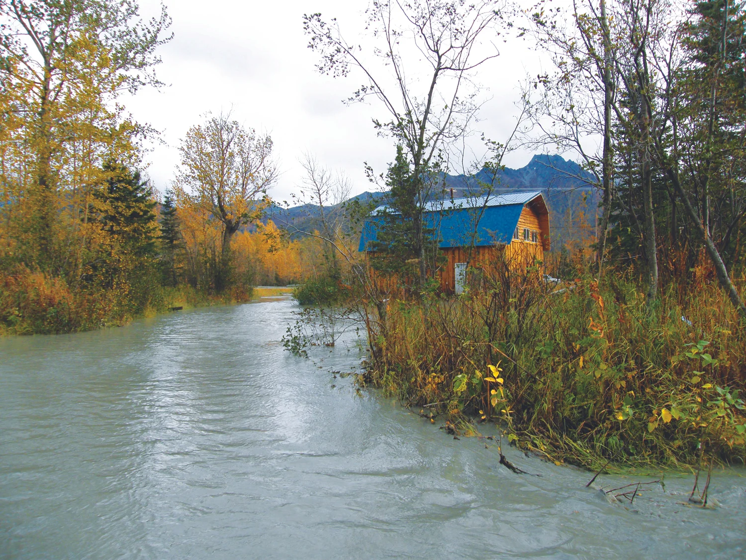  A home was flooded by the rising Matanuska River. Photo by J. Wake 