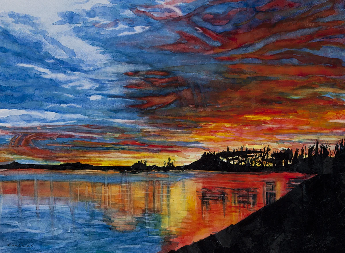 Sunset at Old Glen - Watercolor Giclee