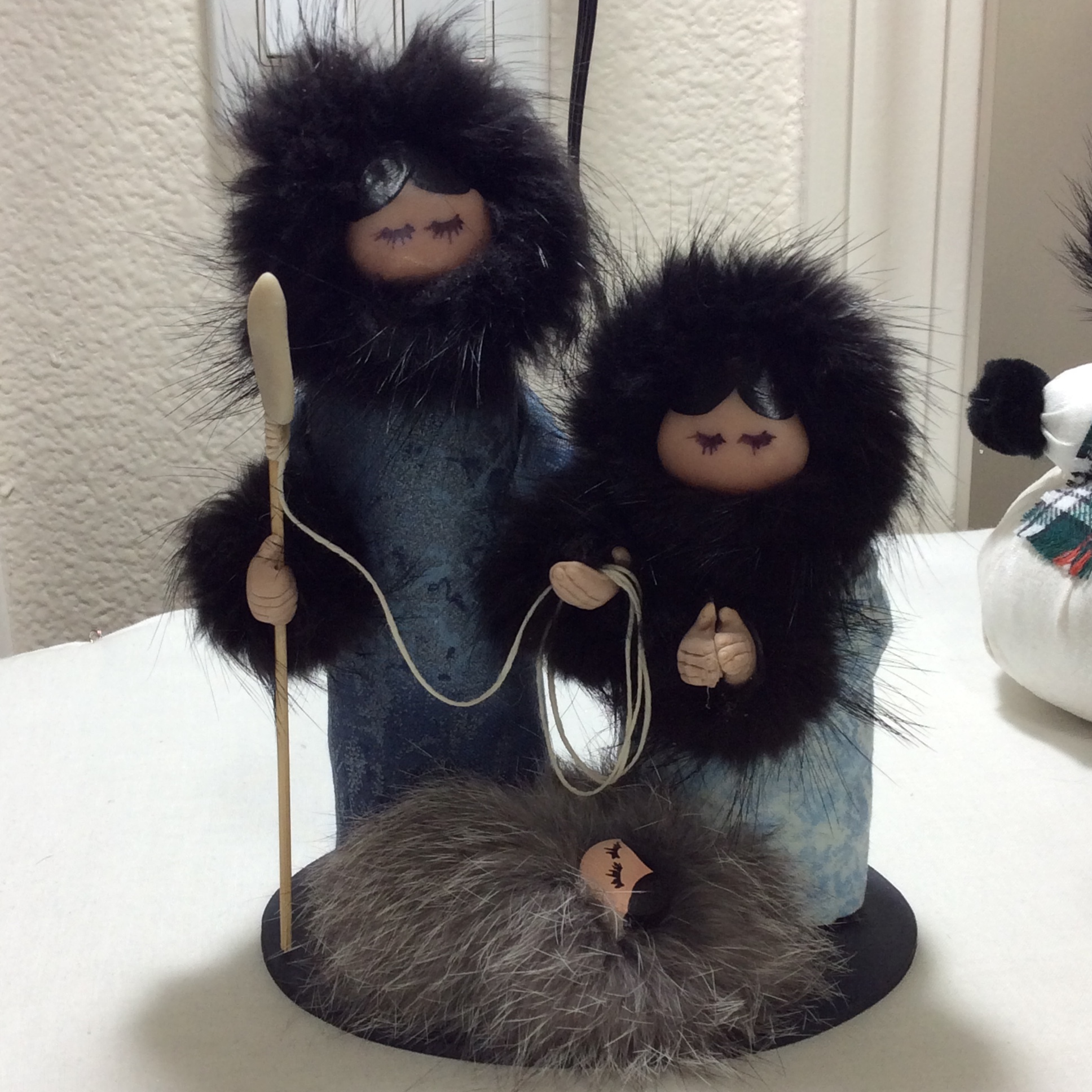   Alaskan Nativity Scene with Beaver Fur Trim  