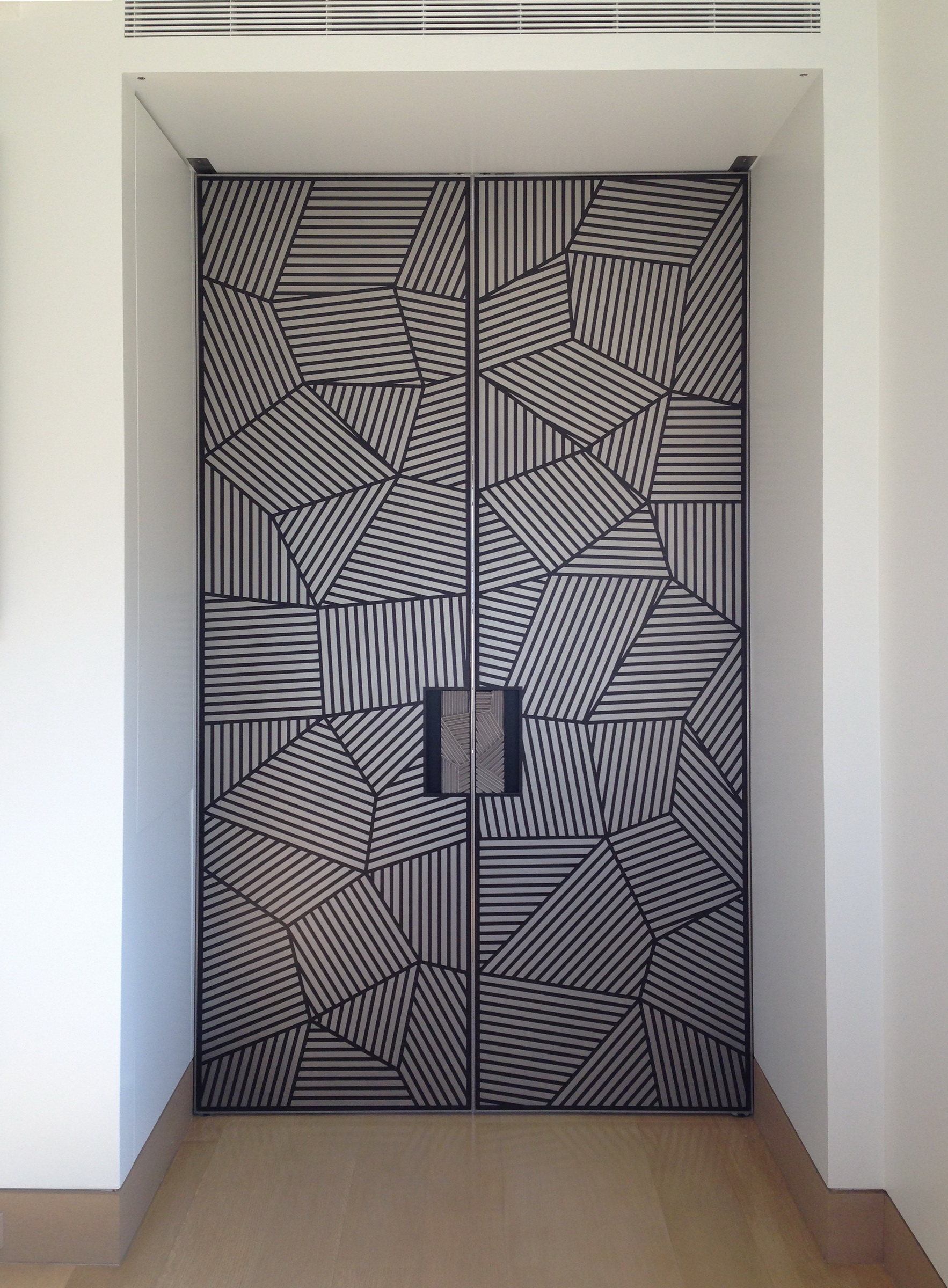 Ebonized French Doors with Nickle Silver Inlay
