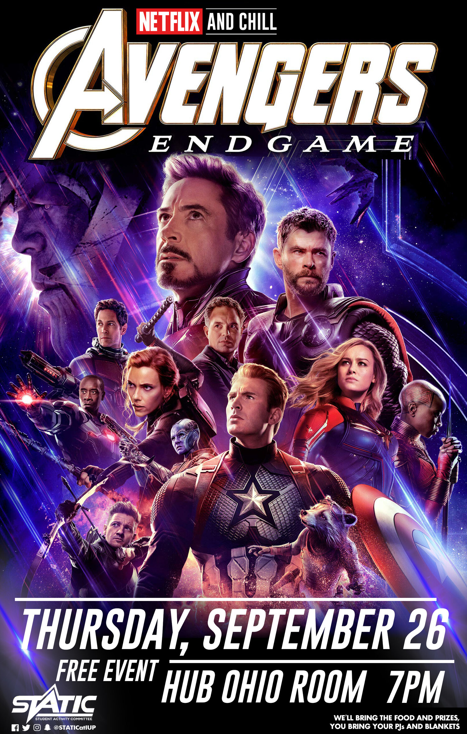 Netflix & Chill: Avengers Endgame — STATIC at IUP