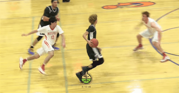 To be clear, that actually is LaMelo Ball...and that's Wang volleyball spiking him.