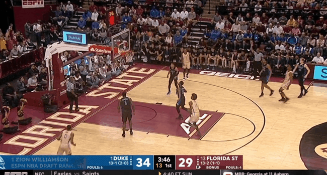 Sky for a board, grab it and go, 60-foot pass on the money for an in-stride lay-up - not bad for a man his size…