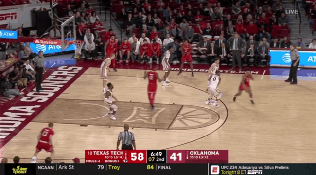 Very smart foul by Oklahoma here. The ol’ love tap on the back to concede an easy and-1