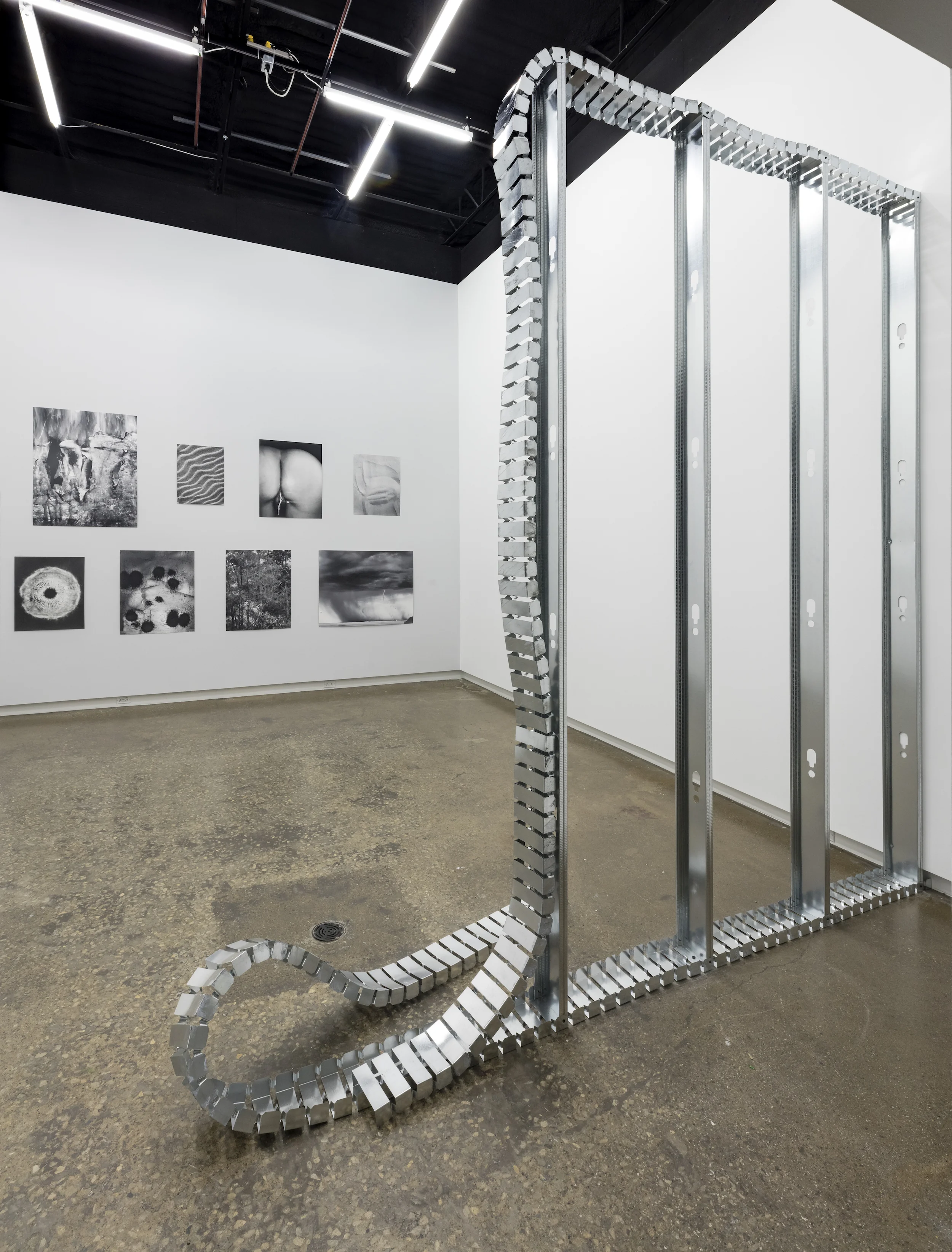 Installation view with sculpture by Laurie Kang