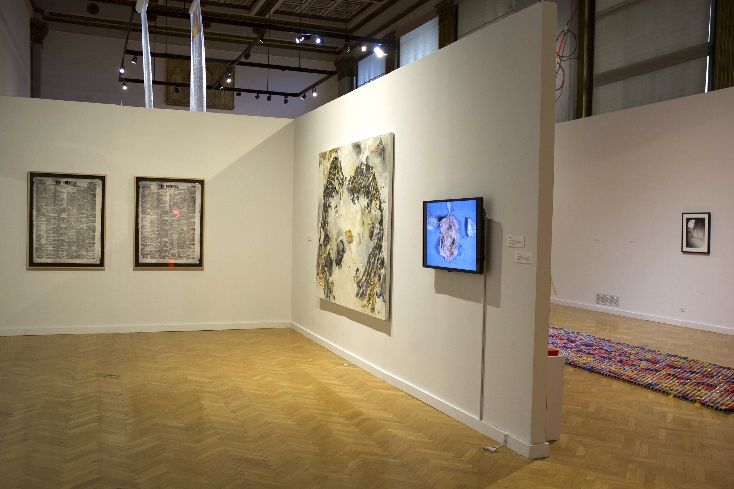  Installation view of works, left to right: Julietta Cheung, Sherwin Ovid, and Emilio Rojas, Óscar I González Díaz, and Kioto Aoki. 