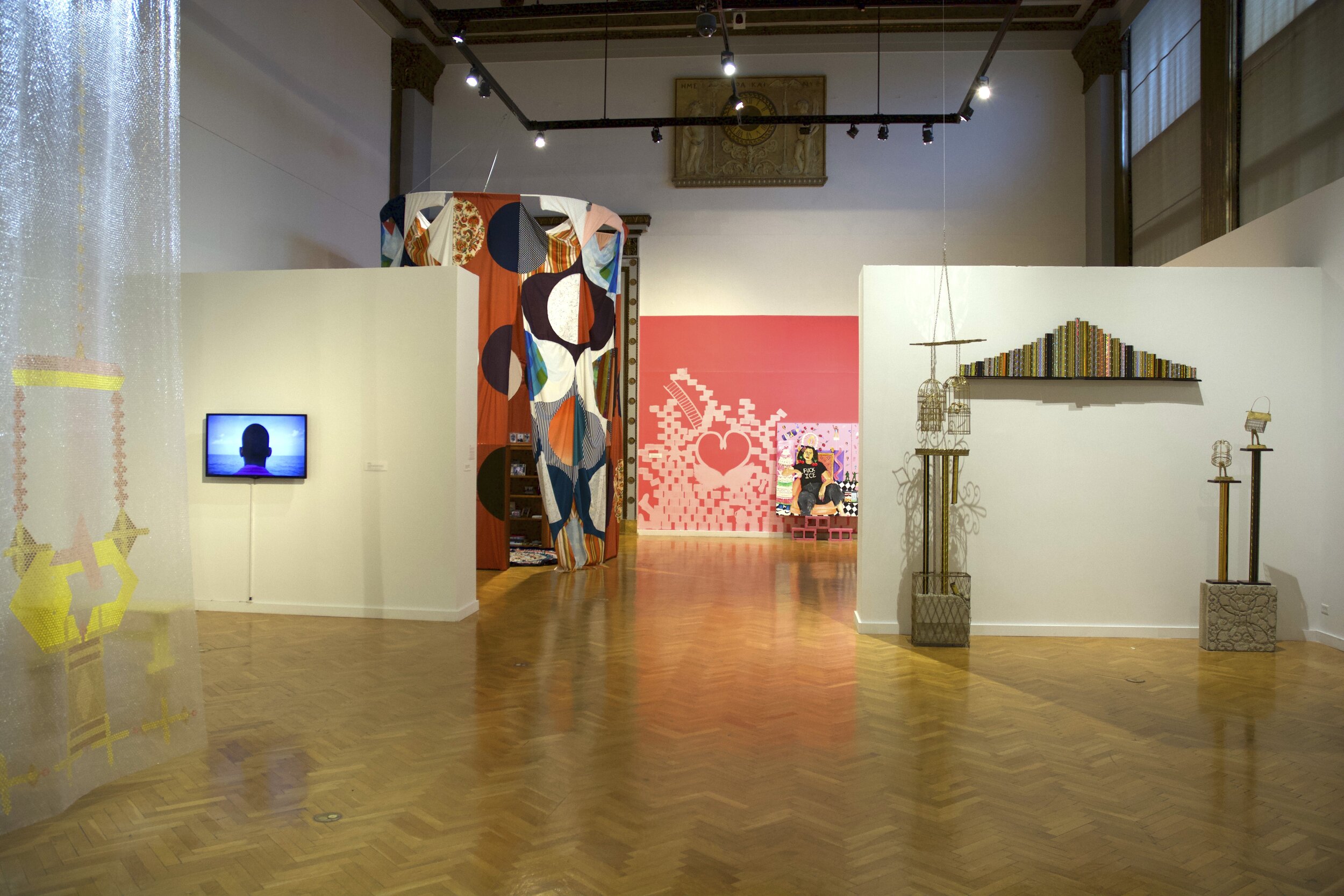  Installation view, left to right: Roni Packer, Frédéric Moffet, Lise Haller Baggesen, Yvette Mayorga, Benjamin Larose. 