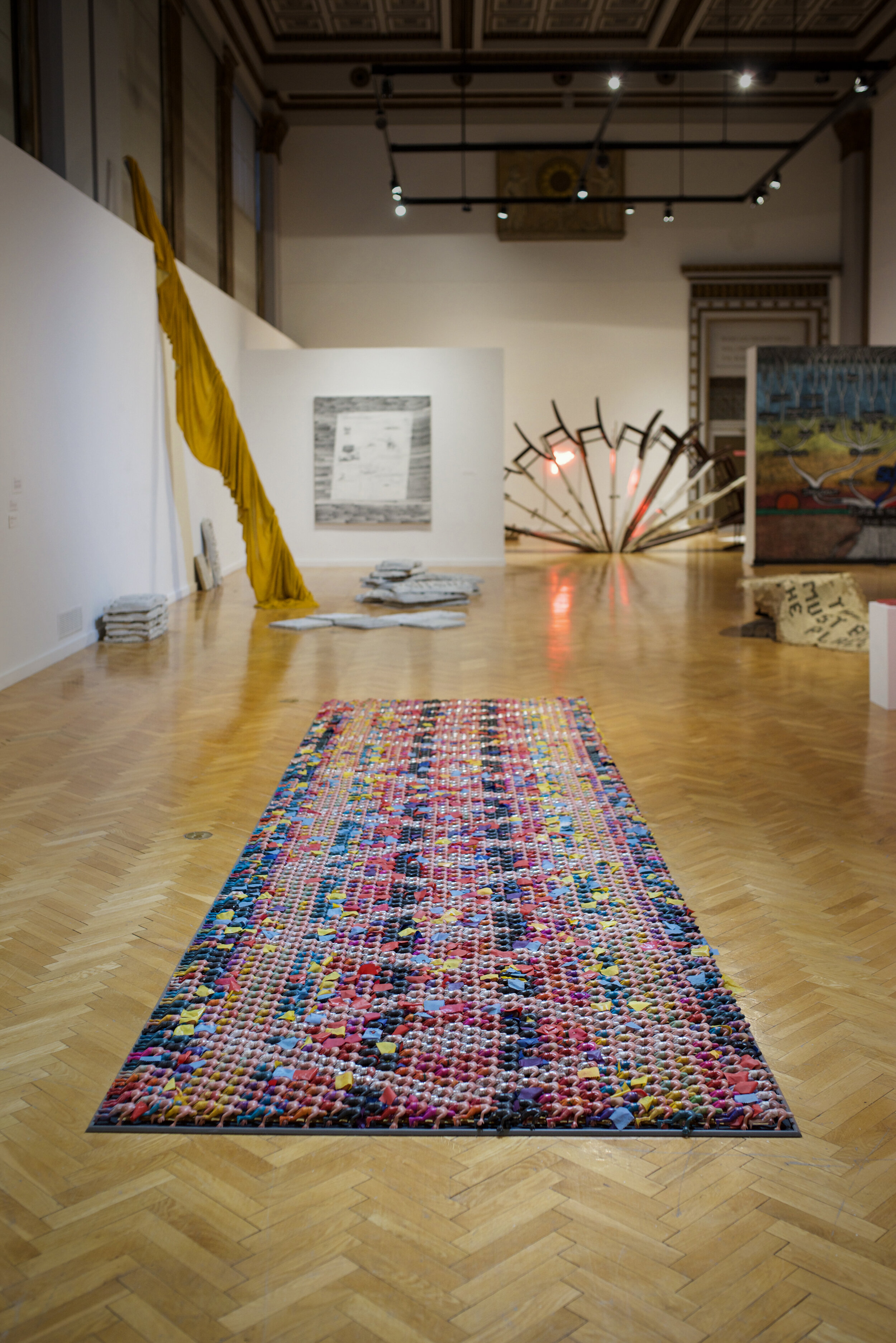  Installation view: Óscar I González Díaz (foreground), left to right: Amanda Assaley and Qais Assali, Derek Chan, Alberto Aguilar, Wen Liu, Eugenia Cheng – photo by Gloria Arroyo. 