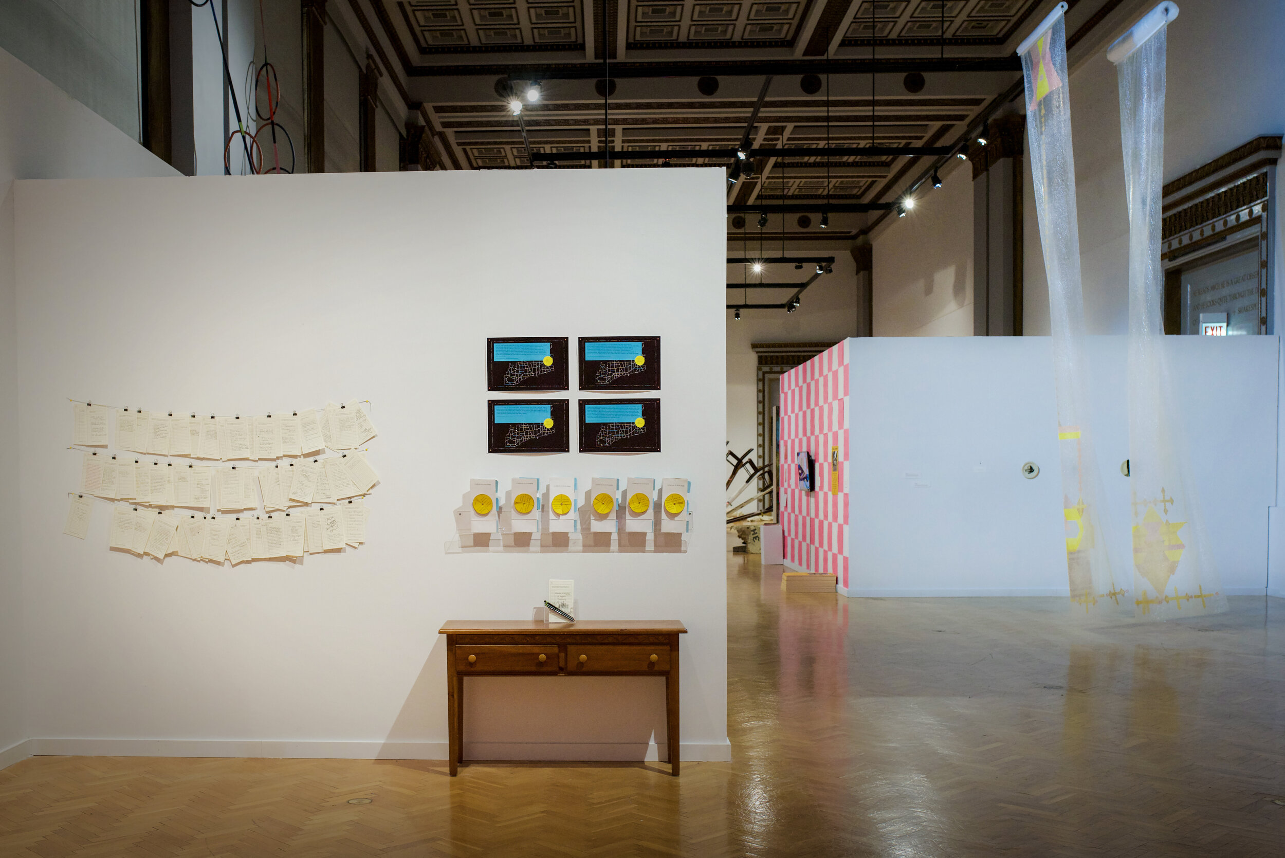  Installation view of work by Silvia Gonzalez with Joseph Josue Mora and Patricia Nguyen (foreground) – photo by Gloria Arroyo. 