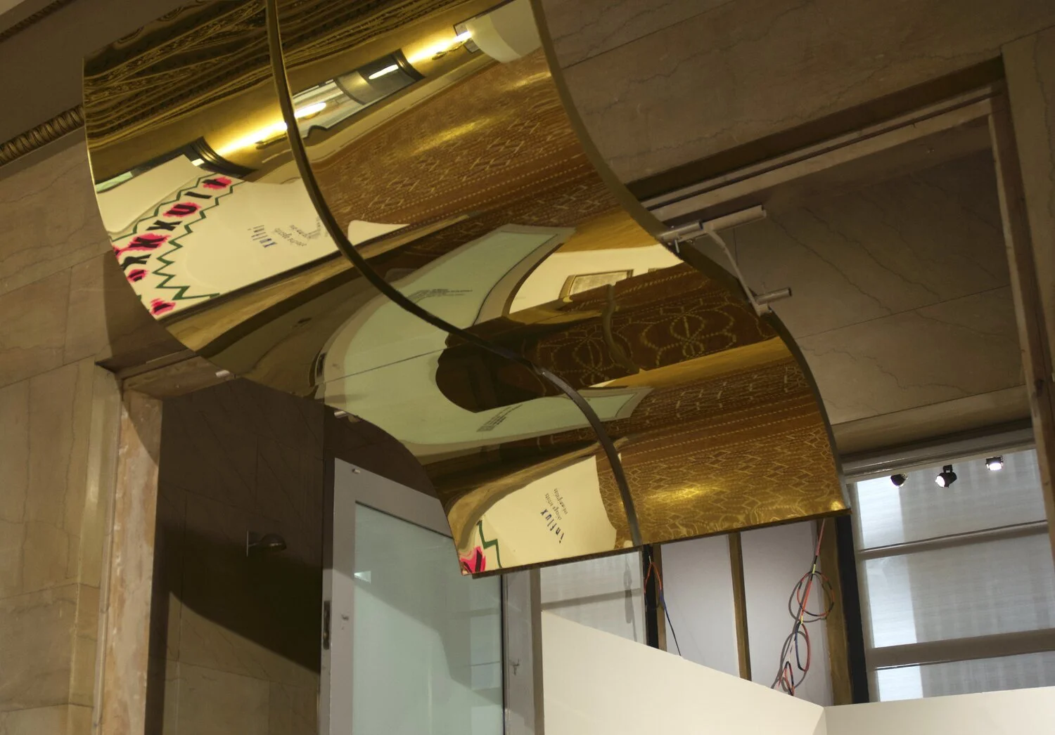 Installation view of work by Tom Burtonwood and Maryam Taghavi.