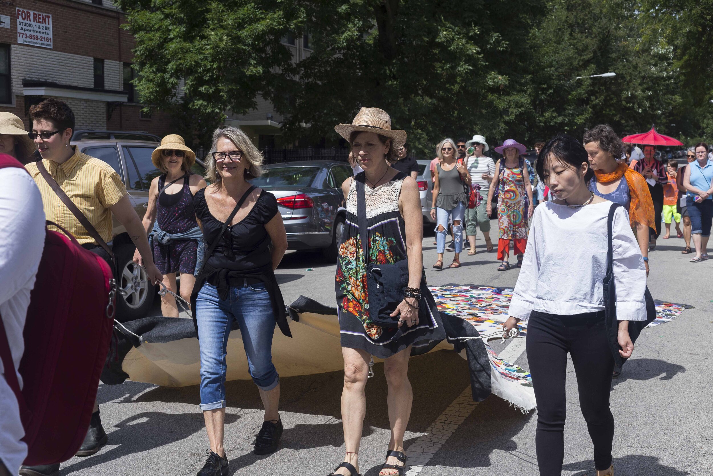  Diane Christiansen and artists in procession for  Water Music on the Beach  2019. 